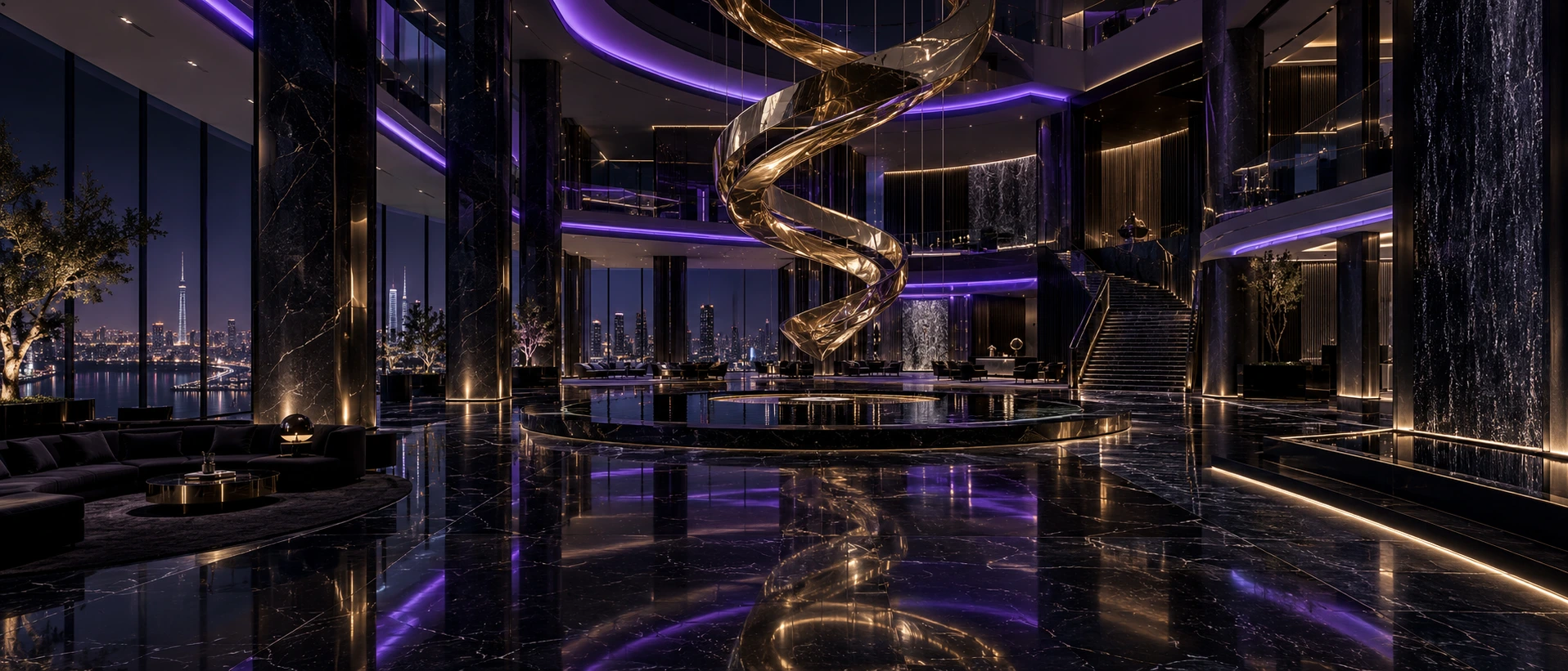 สำนักงานแบรนด์ DNA World โถงหรูไฟม่วงทอง