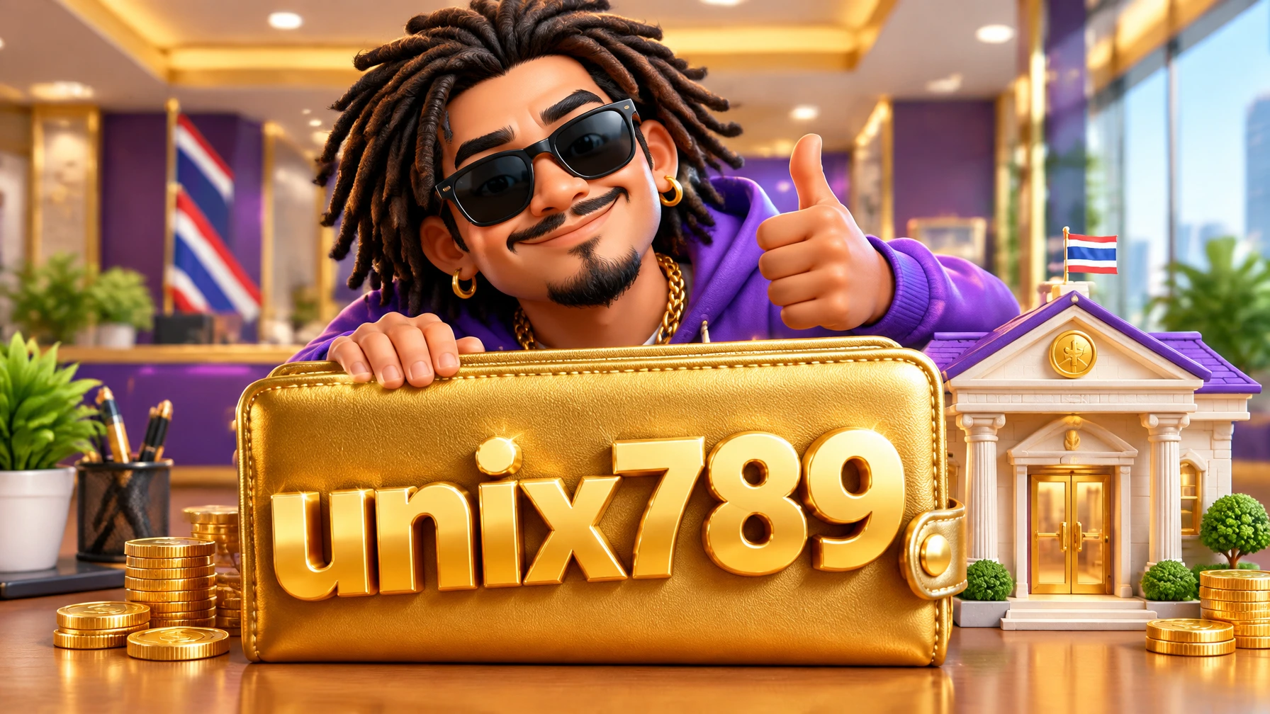 การ์ตูนวอเลทและบัญชีธนาคาร unix789 กับ DNA789